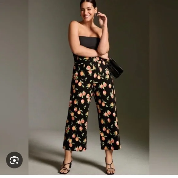 Anthropologie Maeve Black/ peaches Women's Pants size 25 - Picture 2 of 8